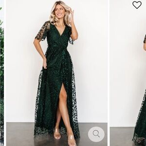 Baltic Born Dark Green Lace Maxi Dress